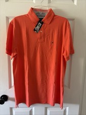 Tommy Hilfiger Men Polo Shirt Orange Short Sleeve Logo Size L NWT
