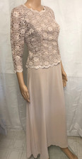 Alex Evenings womens Formal Dress 6P Sequined Lace Bodice Chiffon Skirted Gown