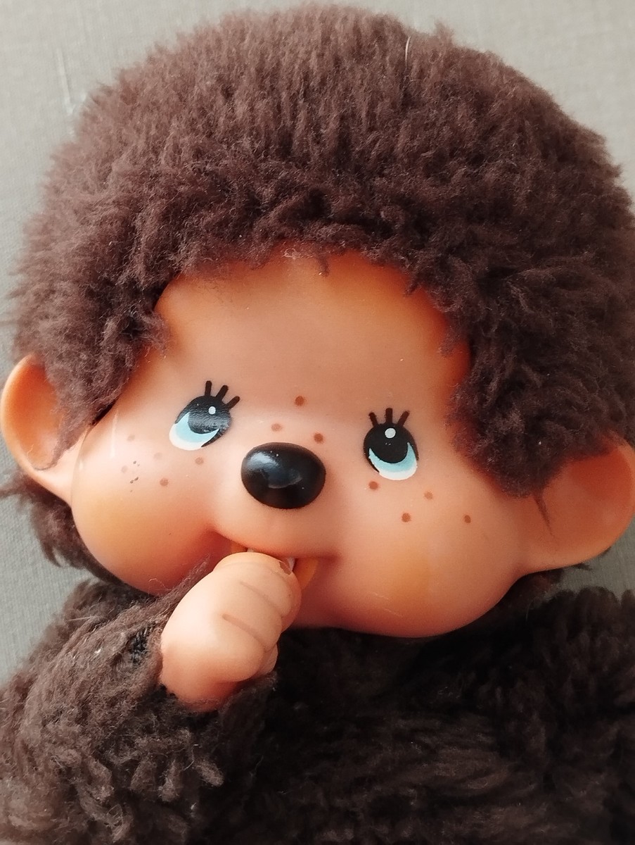 ぬいぐるみ VINTAGE MONCHICHI BLUE EYES Vintage Monchhichi Sekiguchi Blue Eyes 1974 Green Tag Japan w/ 