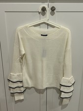 Gorgeous Express Black And White Sweater With Ruffle Sleeves Size XS NWT