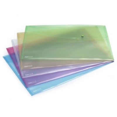 Rapesco 0697 Popper Wallets, A3, Assorted Transparent Colours, Pack of 5 Transpa