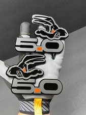 PAIR COYOTE 5.0 Emblem Badges Orange Eye/Dot Fender Angry Aggressive Racing