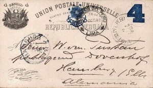 1897 Peru Postal Card 4c to Hamburg Germany
