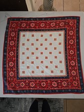 Vtg BEAUTIFUL ORNATELY DECORATED ACETATE SCARF-MADE IN JAPAN - 23" BY 23"