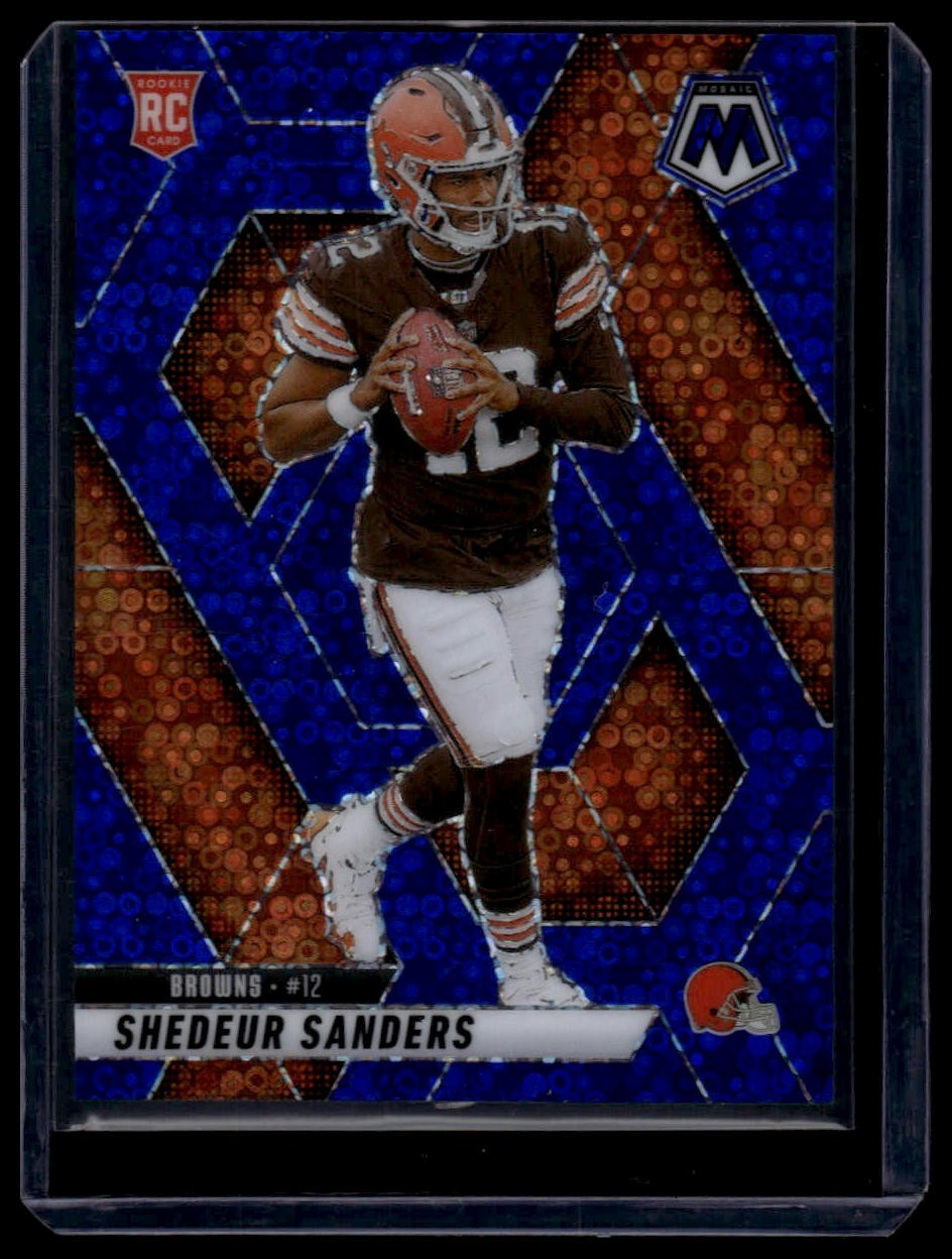 2025 Panini Mosaic #302 Shedeur Sanders Mosaic No Huddle Blue #/99
