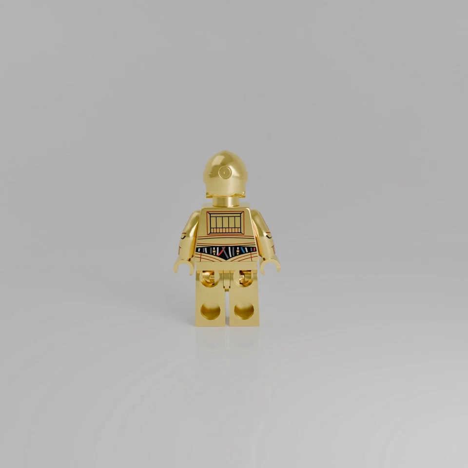 Custom Minifigur aus LEGO® Teilen: gold verchromter, bedruckter Protokolldroide - Bild 4 von 4