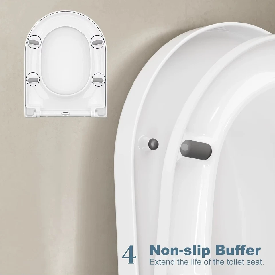 D-förmiger WC-Sitz | Slim Design | Soft-Close & Quick Release | Weiß - Bild 4 von 4