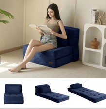 Folding Sofa Bed Mattress Guest Chair Z Lounge Foam Futon Single Navy 3 in 1