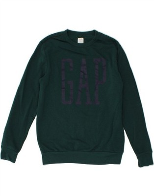 GAP Damen Grafik Sweatshirt Pullover UK 14 Medium Grün Baumwolle JS05