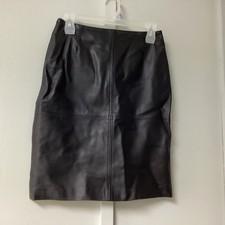 New Casual Corner Annex Skirt Women  s Petite Petite Black Leather Trim Pencil