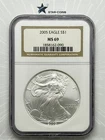 2005 Silver Eagle NGC MS69 Brown Label