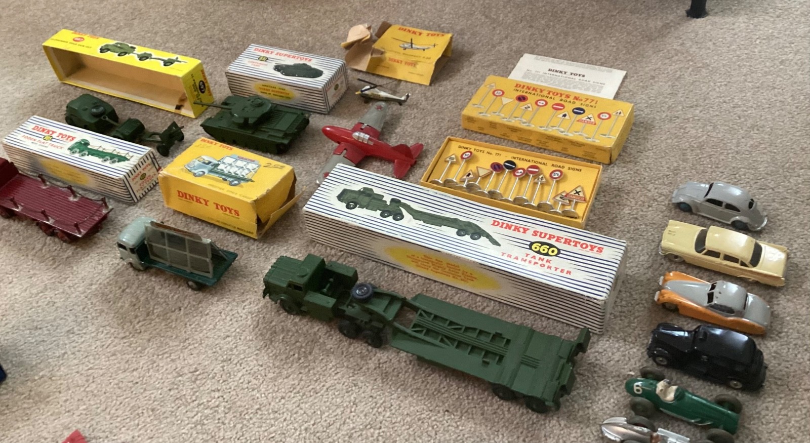 Vintage Dinky 1950s Early 60s Assorted Trucks, Cars, Army Trucks