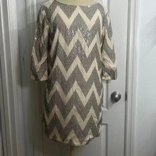 Beige Dress with Sequin Accents Sz M