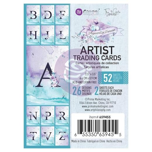 Prima Marketing 2.5""x3.5"" ATC Cards 52pcs - Aquarelle Dreams 2x26 Designs