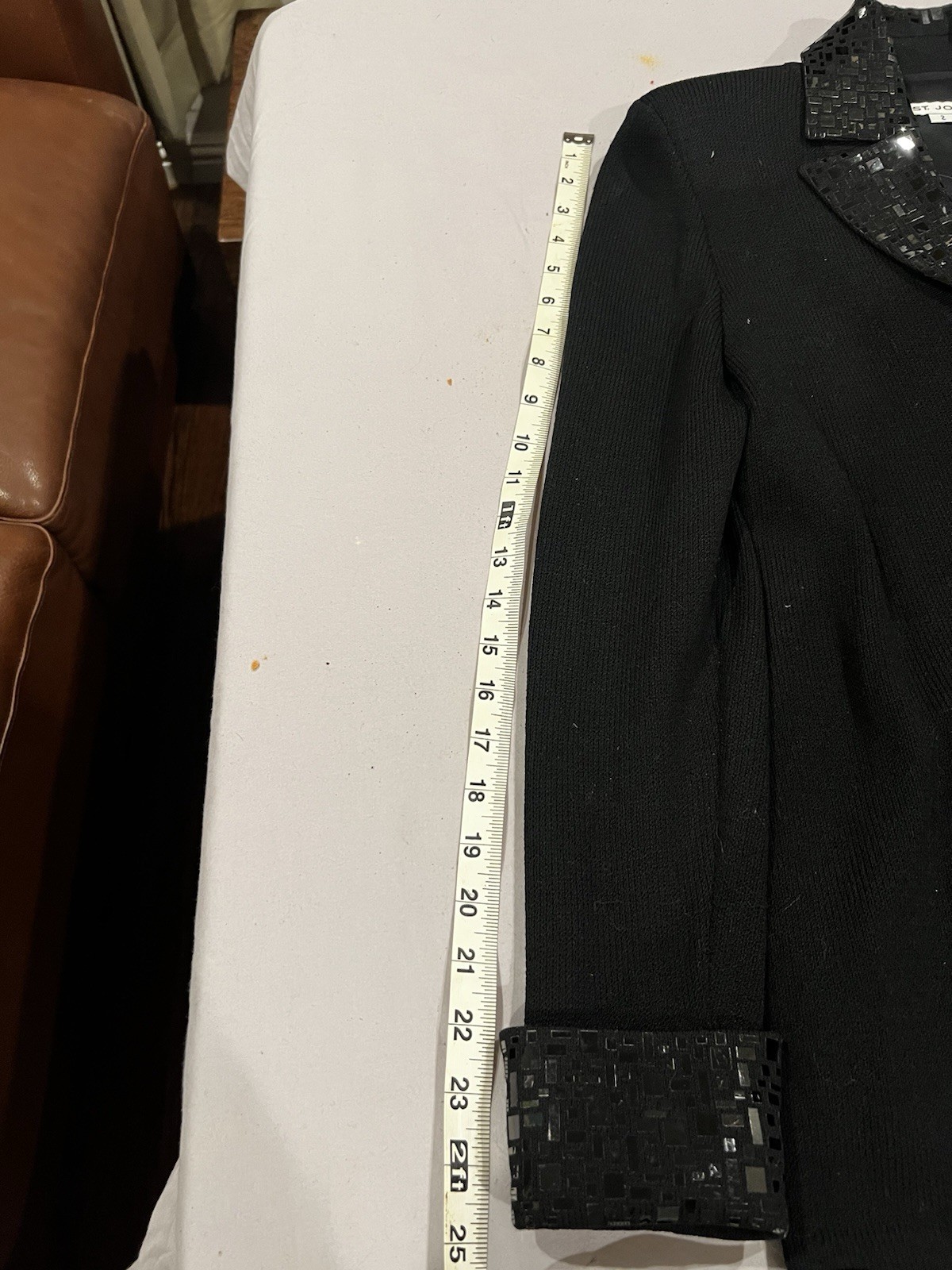 St. John Black Sequin Collared Button Front Knit … - image 8