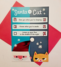 Santa VS. Cat Christmas Card from the Cat Cute Humorous Hallmark Large Card