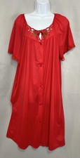 Kelly Reed Nightgown Vintage Red Nylon Embroidered Sleepwear Gown Large Y2K
