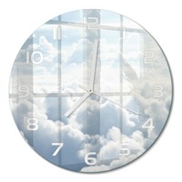 Elegante Runde Glas-Wanduhr Wolken Aus Der Vogelperspektive WeißE Zeiger Fi30 Cm