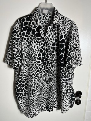 C&A Damen Bluse Zebra Style Größe 42 Your Sixth Sense Oberteil Hemd Kurzarm TOP