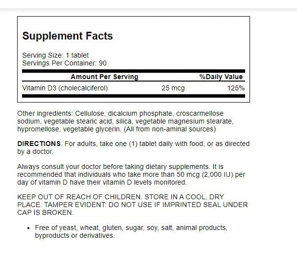 Vitamina D3 vegana Deva 1000 UI (25 mcg) 90 comprimidos Foto 2 de 2