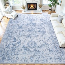 5x7 Area Rugs for Living Room, Soft Washable Rug Non-Slip  Stain Blue 5x7Feet