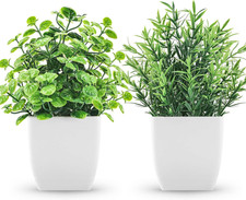 2 Pack Small Fake Eucalyptus Artificial Potted Plants Indoor Home Decor