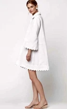 CHEEKY VINTAGE St Tropez A-Line Ric Rac Dress White Cotton Large