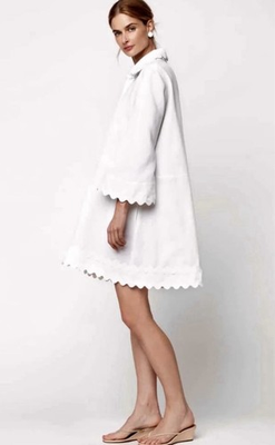 #ad CHEEKY VINTAGE St Tropez A Line Ric Rac Dress White Cotton Large $77.99