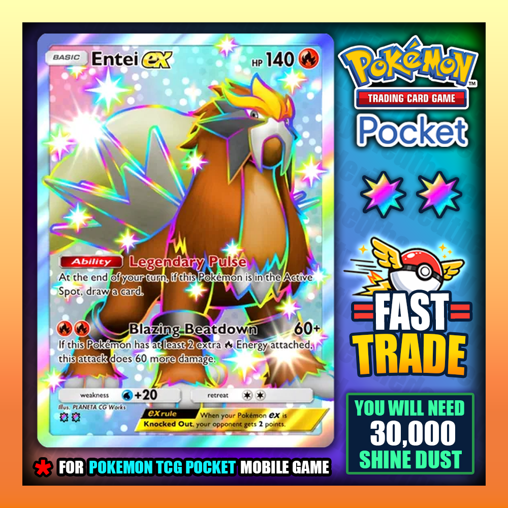 Pokemon TCG Pocket - Entei Ex - Shiny 2 - Fast Trade - English Card  | eBay