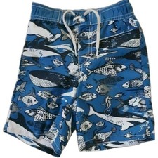 Old Navy Swim Shorts Boys Size 2T Blue Sharks Fishes