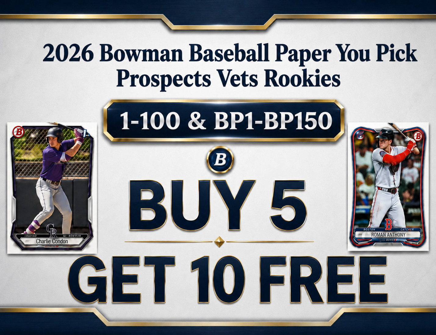 2026 Bowman Baseball Base & Prospects 1-100 BP1-BP150 You Pick Complete Your Set
