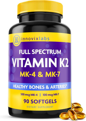 Full Spectrum Vitamin K2-90 Softgels with 600 Mcg of Trans Form MK7 and MK4 - Su