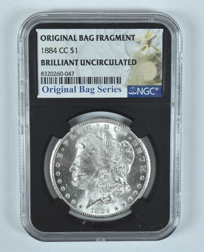 1884-CC Morgan Silver Dollar Original Bag Fragment BU NGC *8099
