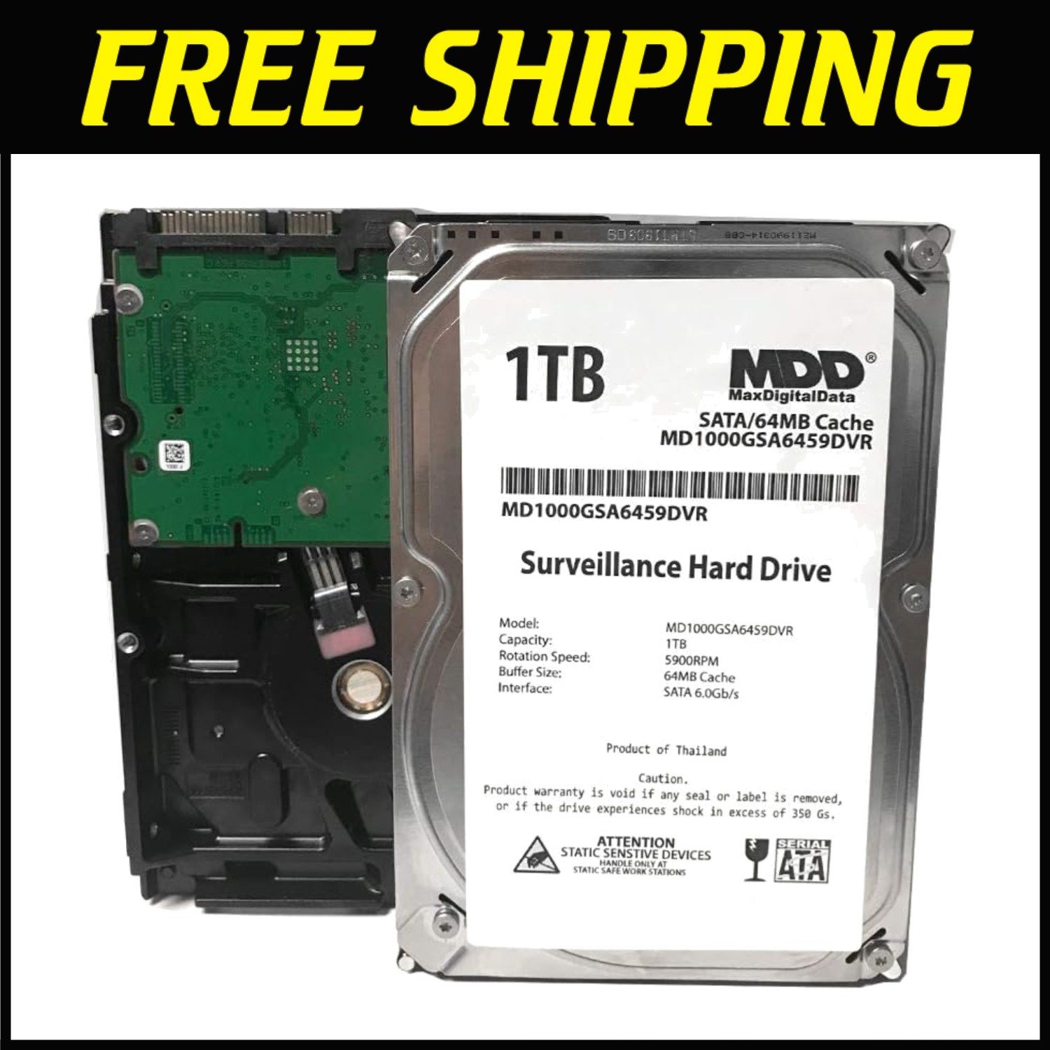 1TB CCTV DVR Hard Drive 5900RPM 64MB Cache - Quiet Operation