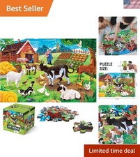 Jumbo Floor Puzzle for Kids,Farm Animals Jigsaw Large Puzzles,48 Piece Barn P...