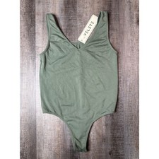 Yelete Smoky Olive Seamless V-Neck Sleeveless Bodysuit One Size