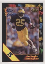 1991 Wild Card Draft 5 Stripe Jon Vaughn #52 Rookie RC 1s7. rookie card picture