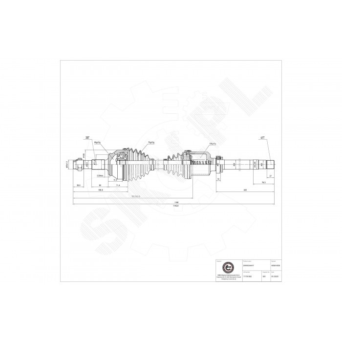 Cardan avant droit pour Peugeot Citroën Fiat modèle 1608505580 en acier forgé