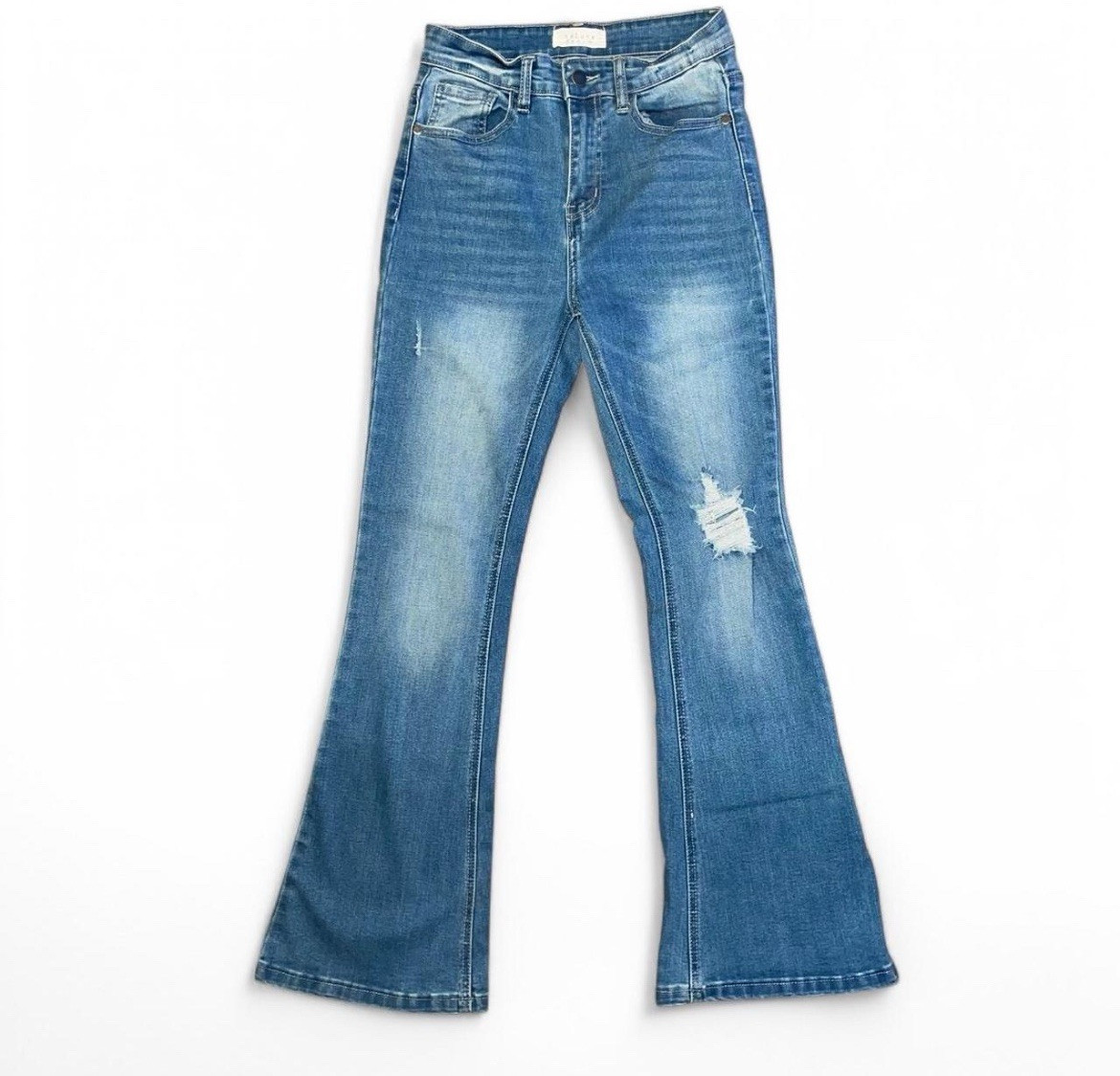 Nature Denim High Waisted Flare Distressed Jeans Boho Cowgirl Size 5