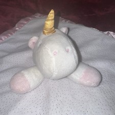 Cloud Island Unicorn Satin Trim Sparkle Lovey Security Blanket Plush Gold Horn