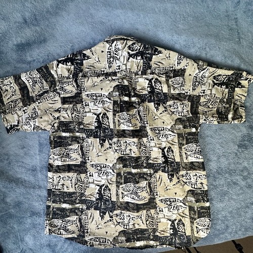 Columbia Men's Vintage Fish Outdoors Print Cotton Short Sleeve Button Up Size XL - Photo 6/8