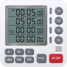 Digital Kitchen Timer - 4-Channel Cooking Timer with Alarm, Magnetic Back, Loud