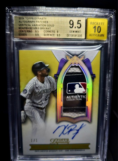2024 Topps Dynasty Kris Bryant On-card Auto Game Used Patch 1/1 BGS 9.5 AUTO 10