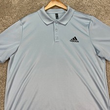 Adidas Polo Shirt Mens Large Gray Short Sleeve Golf Performance Activewear EUC