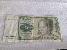 5 DM Deutsche Mark Schein echt & selten 2.Jan...