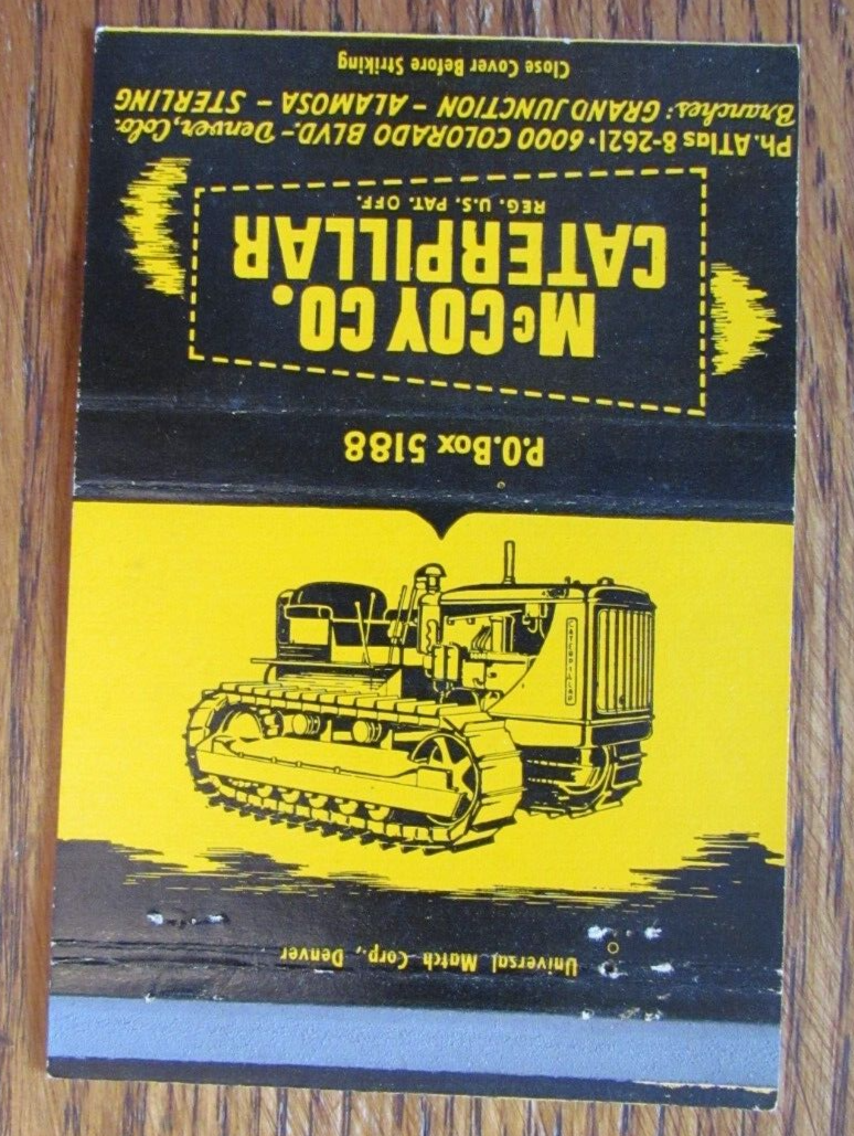 McCOY CATERPILLAR MACHINERY MATCHBOOK COVER DENVER GRAND JUNCTION ALAMOSA B6 eBay
