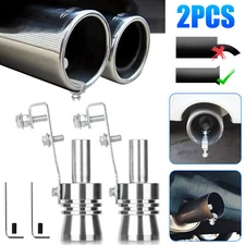 2Pcs XL Turbo Sound Whistle Muffler Exhaust Pipe Simulator Whistler Auto Silver