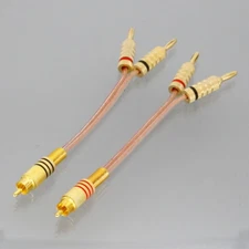 Phono RCA male to banana 2-Channel Speaker Wire Adapter for Amp Audio Receiver