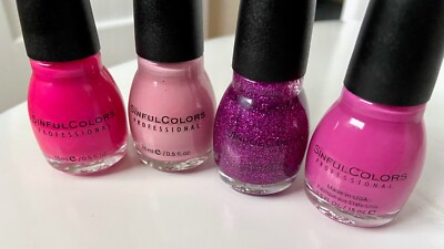 Sinful Colors Nail Polish Lot of 4 - Pinks Starfish Out of Bounds Bikini HTF
