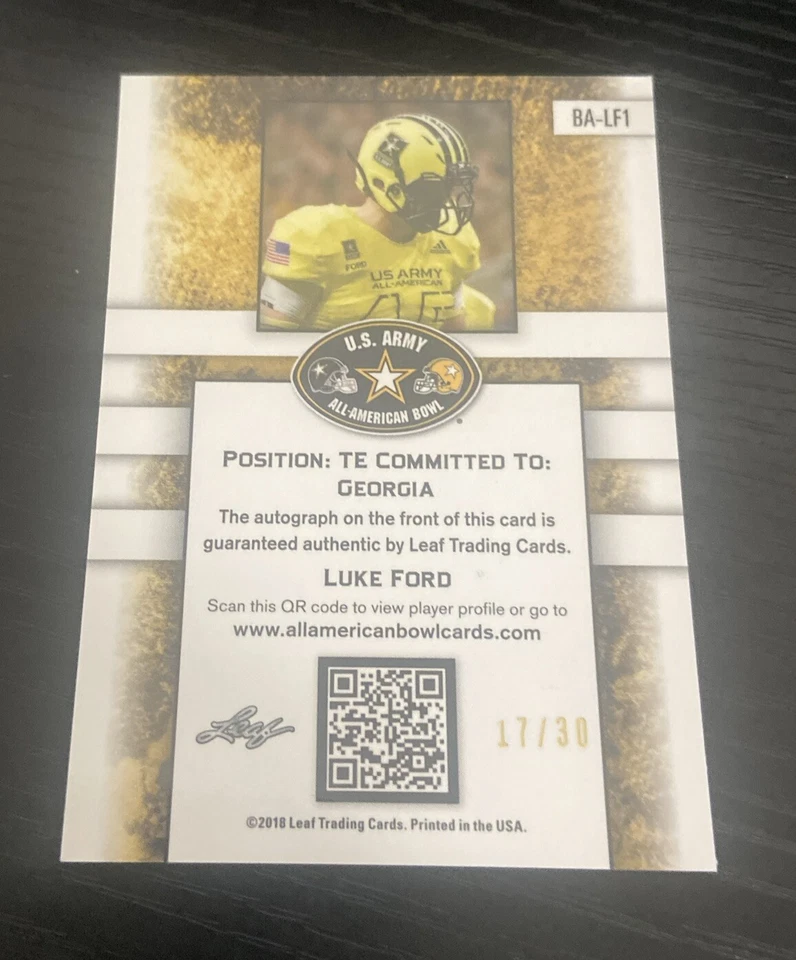 2018 Leaf Metal U.S. Army All-American Bowl - Blue #BA-LF1 Luke Ford /30 Georgia - Image 2 of 2
